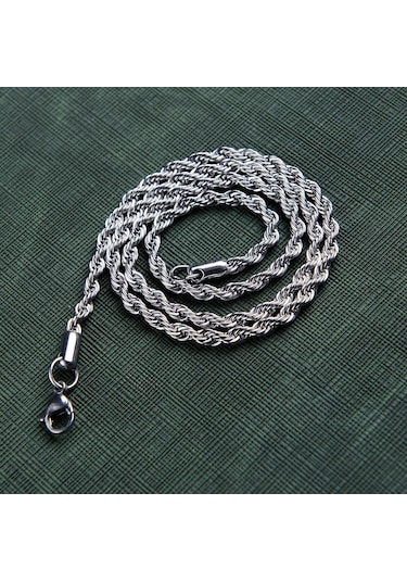 Burgulu Ince Çelik Erkek Kolye Zincir Takı Aksesuar K24 T5 Çelik