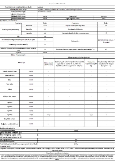 Arçelik 2072 MI 244 L 7 Bölmeli Statik Dikey Derin Dondurucu