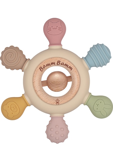 Boncuklu Silikon Bebek Diş Kaşıyıcı Hafif Ve Rahat Kavranır Çok Renkli