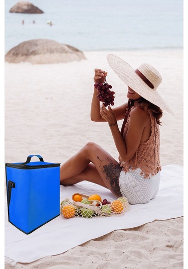 25 Lt. Termos Çanta - Isı Yalıtımlı Yemek Taşıma Çantası Kamp Piknik Plaj Soğuk Tutucu Termal Çanta Mavi