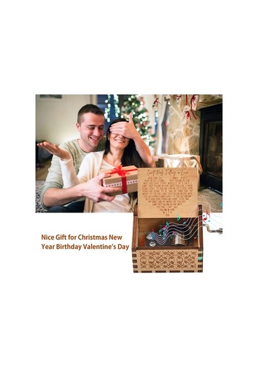 Ulzyvf El Yapımı Ahşap Müzik Kutusu - Romantik Melodili Hediye - Can't Help Falling In Love Ahşap Rengi