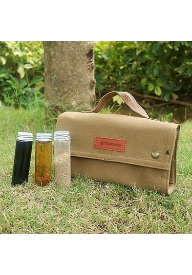 Ulzyvf Taşınabilir 10'lu Baharat Seti Reedark Kamp Dış Mekan Çantası Haki - Pu Haki Haki