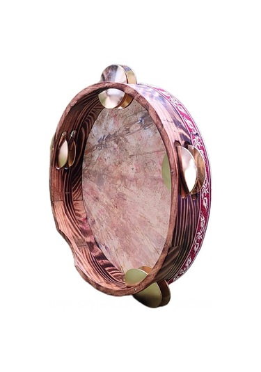 Tef Sarı Metal Zilli Ebru Desenli Derili 28 cm DZDSE28