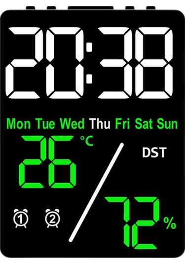 Suntek Çalar Saat Ev 2 Alarm Ayarları Yeşil-dijital-siyah
