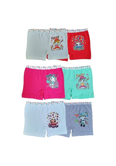 Dondeza 6Lı Kız Çocuk Renkli Likralı Pamuklu Boxer Külot (480847104)