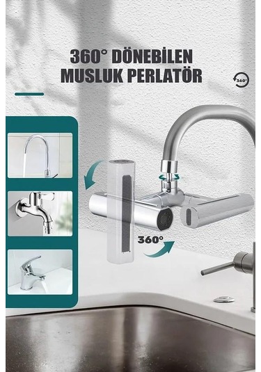 Krom Tasarruflu 4 Modlu Ayarlanabilir Musluk Başlığı Lavabo Batarya Fiskiye Ucu Perlatör