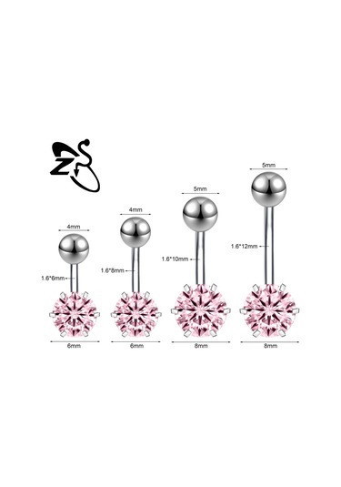 Zs 14g Paslanmaz Çelik Göbek Piercingi 6/8/10/12 Mm Cz Kristal Takı Blacksiyah Çinko Kaplama Siyah Çinko Kaplama
