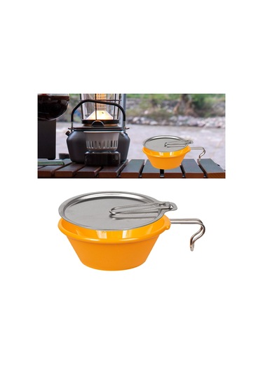 Suntek Kapaklı Kamp Kasesi 250ml Seyahat Pikniği Için Gıda Turuncu