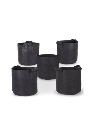 Neevoyu 7 Galon 5'li Paket Siyah Dikişli Bitki Yetiştirme Çantası - Isı Regülasyonu, İç/ön Dış Kullanım, Taşınabilir Telve