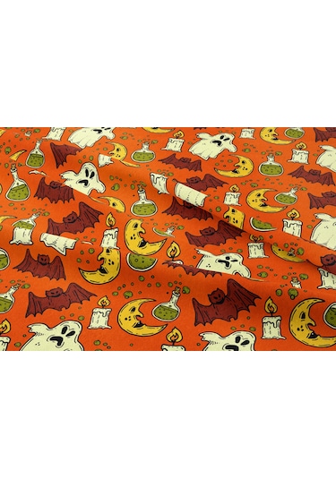 Happy Halloween Turuncu Zeminli Yarasalı, Hayalet