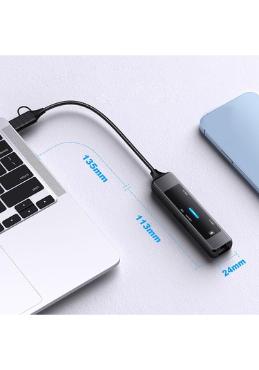 Suntek 5 In 1 Usb C Hub Klavye Dizüstü Flash Sürücü Için