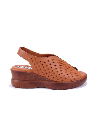 Dagoster Dza07-9972521405 Taba Günlük Ortopedik Deri Kadın Sandalet Taba