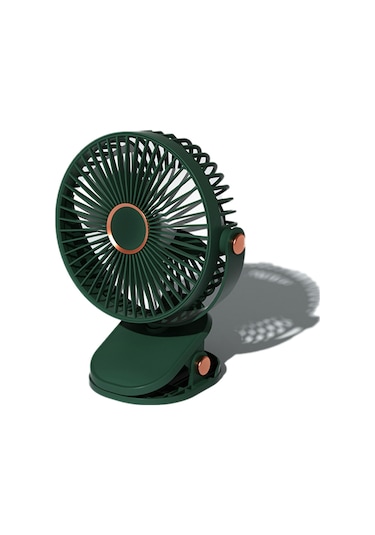 Atmosfer Işıklı 6 İnç Masaüstü Klipsli Vantilatör, 6 Hız, Usb Şarj Edilebilir Taşınabilir Vantilatör - Siyahımsı Yeşil Siyahımsı Yeşil