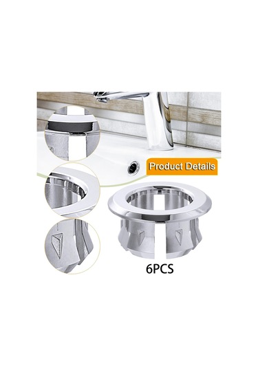 Suntek 6x Lavabo Taşma Halkası Yedek Parçaları Ev Otel Gümüş