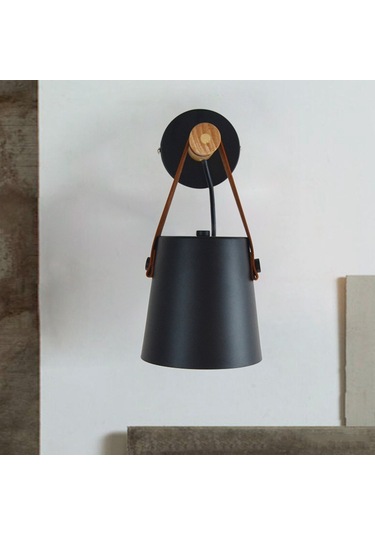 Reedark Siyah Ahşap + Demir Led Duvar Lambası, 110-240v, E27 Taban, Yatak Odası/balkon/otel İçin, Kolay Kurulum, Dayanıklı, Su Geçirmez Diğer