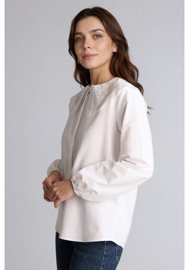 Defacto Regular Fıt Poplin Uzun Kollu Tunik H0281ax26spwt32 Beyaz-wt32