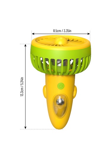 Kangvka F6 Sarı-yeşil Boyutlu Usb Şarjlı Mini Fan 3 Hız Ayarı Ellerden Bağımsız Tasarım Ev, Dışarı, Seyahat Ve Ofis İçin Taşıma Kordonu Kaliteli Pp-abs Malzeme