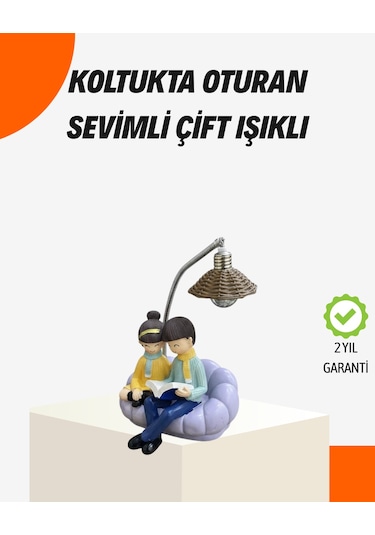 Sevgiliye Özel Çift Figürlü Led Masa Lambası Okuyan Çift Tasarım