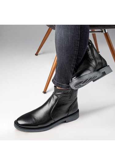 Bristol Hakiki Deri Kaydırmaz Taban Fermuarlı Chelsea Günlük Bot