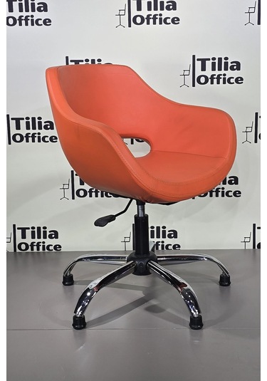 Monaco Çalışma Kesim Kuaför Koltuğu Yonca Sabit Krom Ayak Turuncu