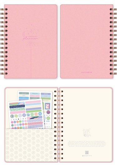 A5 Spiralli Süresiz Planlayıcı Ajanda - Pembe Pembe
