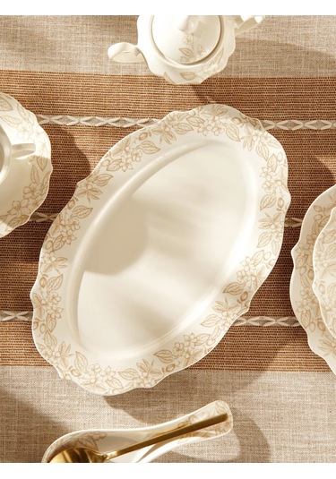Sl Home 34,5x23 Cm Porselen Servis Tabağı "amande" 306003671 Beyaz