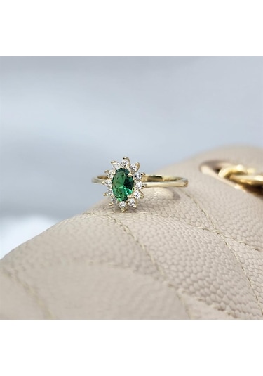 1 05 Karat Zümrüt Yeşili Taşlı 0 30karat Pırlanta Signty Taşlı Vintage Tasarım 925 Ayar Gümüş Yüzük