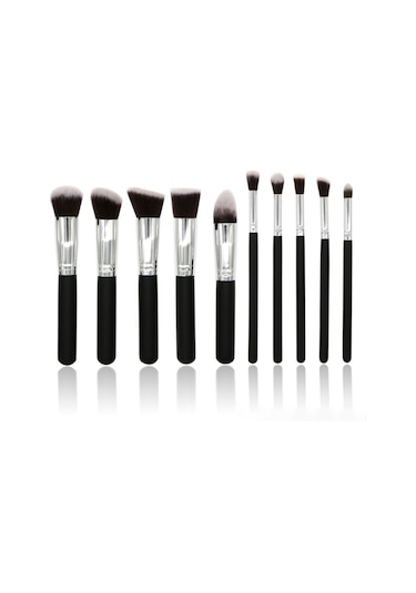 Hfambition 10'lu Makyaj Fırça Seti: Yumuşak Fiber Tüyler, Farklı Kullanımlar İçin, Günlük Makyaj Gereksinimlerinizi Karşılar - Siyah Gümüş