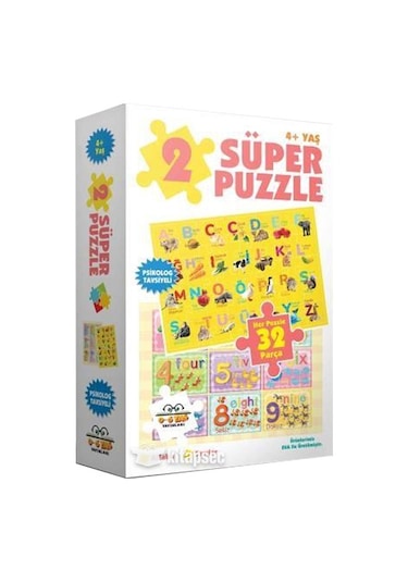 2 Süper Puzzle / Alfabe - Sayılar (Kutulu) 32 Parça