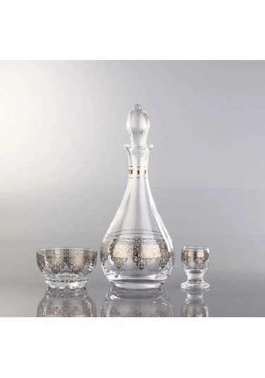 187-309 Zemzem Takımı By Merve Platin Dekor 8 Parça 6 Kişilik Gümüş