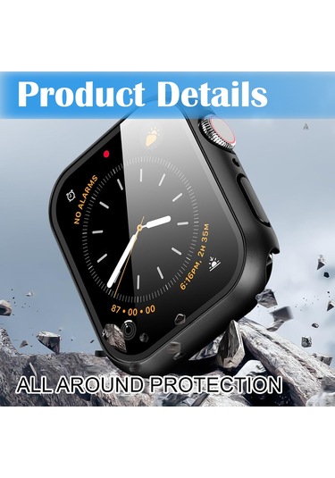 Misxi 2'li Sert Pc Kılıfı Temperli Cam Ekran Koruyucu İle Apple Watch Series 9 2023 , Series 8, Series 7 45 Mm İle Uyumlu, Ultra İnce Çizilmeye Karşı Koruma