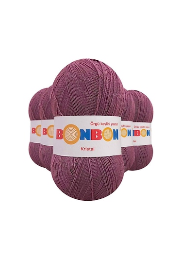 5 Adet Kristal El Örgü Lif İpi Koyu Gül Kurusu 98303