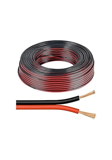 2 X 0.75 Mm Çiftli Hoparlör Kablosu Kırmızı-siyah 1 Mt
