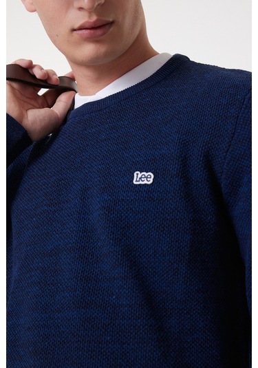 Lee Regular Fit Normal Kesim Bisiklet Yaka Indigo Erkek Triko Kazak L212149315 İndigo