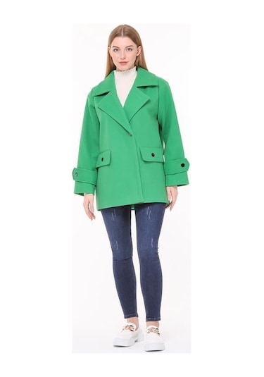 Dip Moda Kadın Kısa Yün Kaşe Kaban Dppltn04 - Benetton Yeşili Yeşil