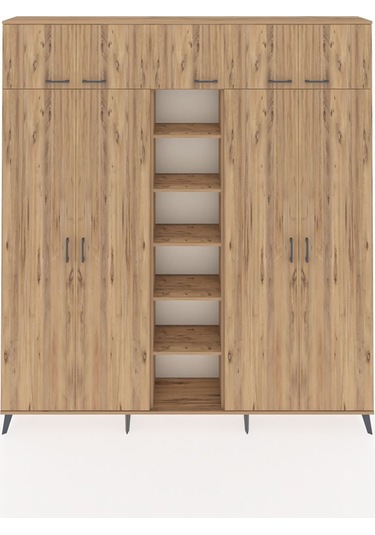 Arges Dolap 18 Raflı 9 Kapaklı 220x30x243 Çam-çam/çam Atlas Çam/atlas Çam