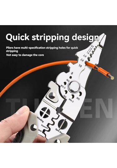 Singree Profesyonel Çok Fonksiyonlu Kablo Soyma Pensesi - Kesme, Bükme, Vidalama İşlevli 112 Karakter