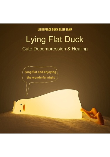 Pazly Lay Ördek Şekilli Gece Lambası Beyaz Işık, Dekoratif Ve Sevimli Beyaz