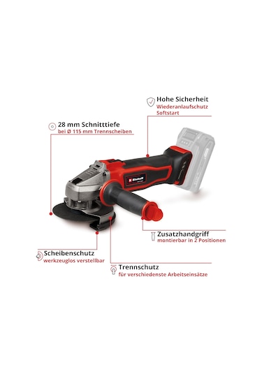 Einhell TE-AG 18/115-2 Lİ Solo Avuç Taşlama Makinesi - 4431166