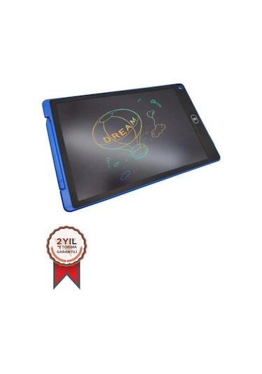 T12 Mavi Writing Tablet Lcd 12 Inç Dijital Kalemli Çizim Yazı Tahtası Beyaz