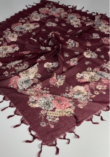 Eripek Sökme Boncuklu Tülbent 06361 Bordo