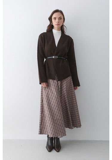 Koyu Kahve Kemerli Hırka - 241084 Koyu Kahverengi