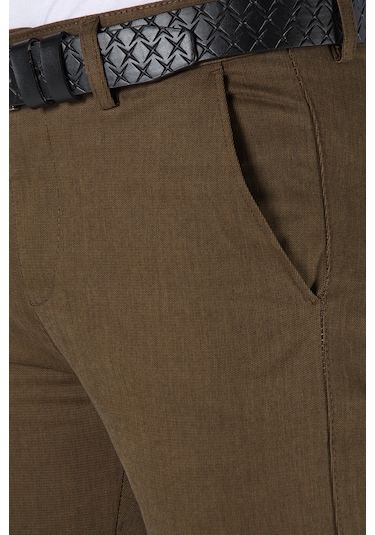 Kahve Slim Fit Pamuklu İtalyan Kesim Pantolon Kahve
