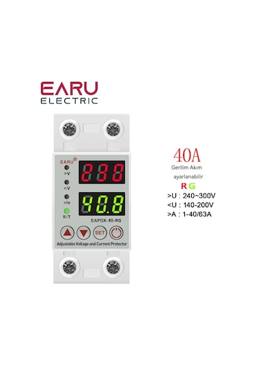 40 A63a230v Din Ray Ayarlanabilir Aşırı Gerilim Koruma Cihazı Koruma Rölesi Aşırı Akım Koruma Sınırı Eapdx-40-rg