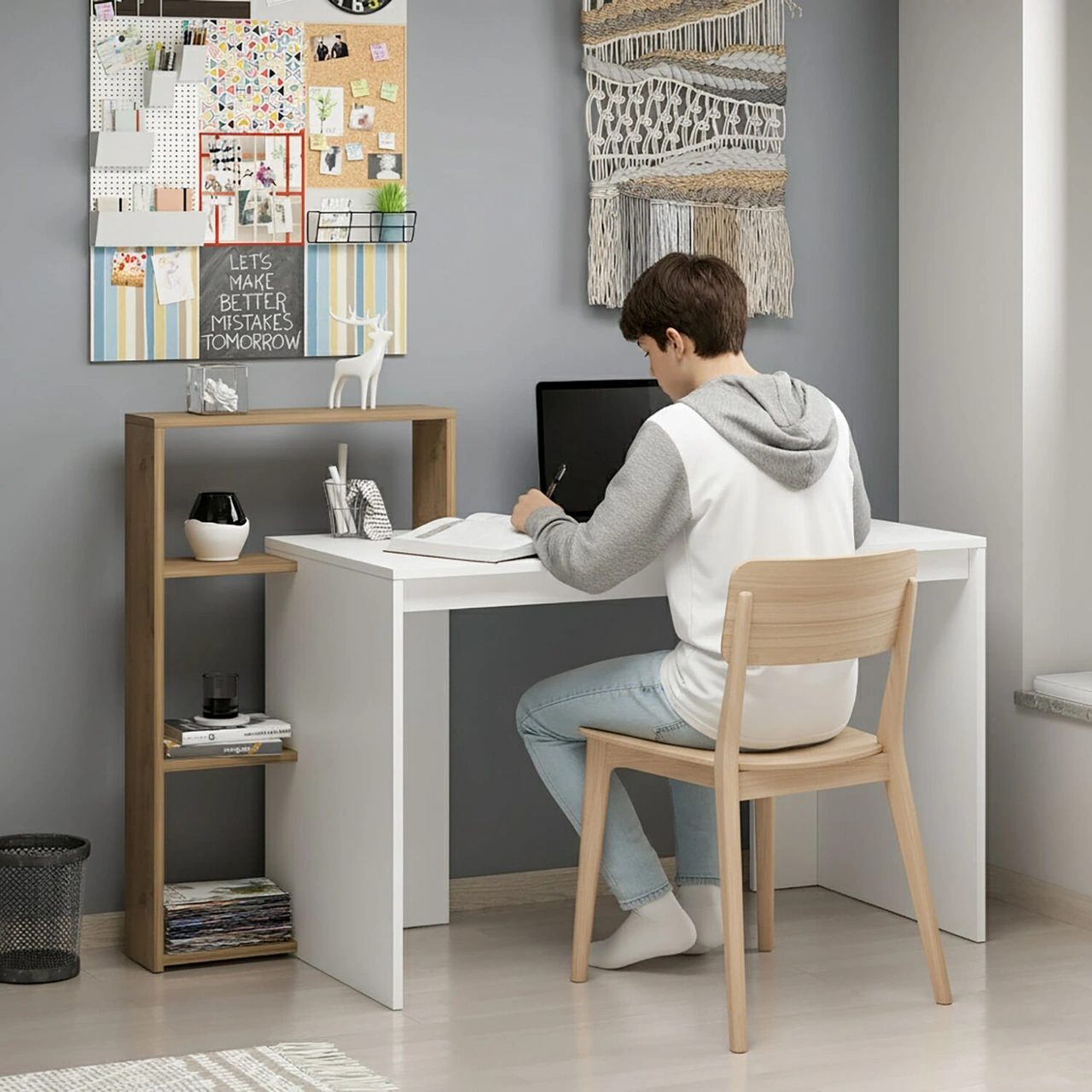 Velora Çalışma Masası - Beyaz/rahle Çok Renkli