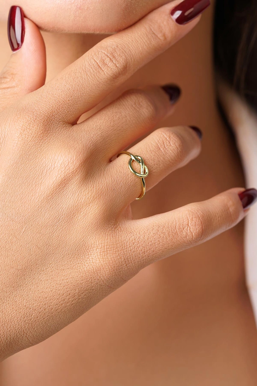 14 Ayar Altın Geniş Düğüm Yüzük Yzk6757 Beyaz Altın