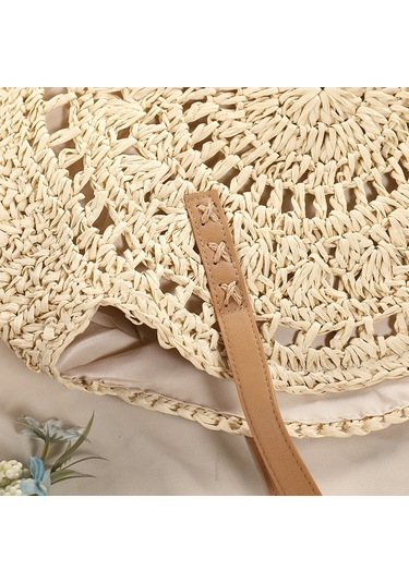 Yuvarlak Hasır Dokuma Kadın Çantası,