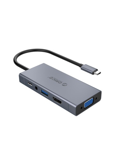 Orico MC-U501P-GY Type-C to USB 3.0 HDMI VGA AUX PD Çoklayıcı Dönüştürücü Hub
