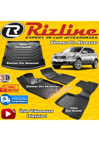 Nissan Qashqai 3D Paspas+Bagaj Havuz Siyah 2007-2013 Aras Rizline N11.7775