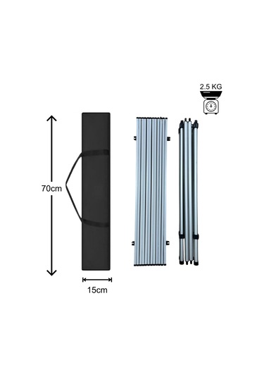 Yek Outdoor Portatif Alüminyum Katlanır Kare Kamp Masası 70x70x70 Gri Gri